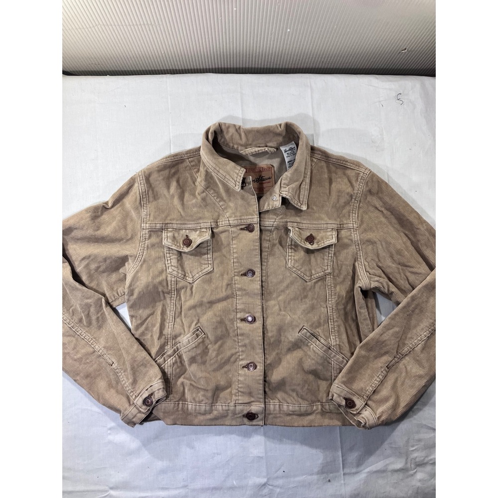 Levi Strauss Signature Womens Corduroy Trucker Jacket Tan Misses L 12 14